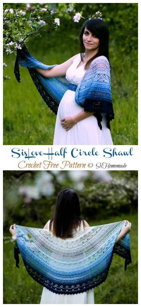 SisLove Half Circle Shawl Crochet Free Pattern - Crochet & Knitting Crochet Shawl Pattern Free One Skein, Crochet Round Shawl Pattern Free, Crochet One Skein Shawl, Crochet Circle Shawl Pattern Free, Crochet Round Shawl, Round Crochet Shawl, Half Circle Crochet Shawl Pattern, Crochet Circle Shawl, Crochet Semi Circle Shawl Free Pattern