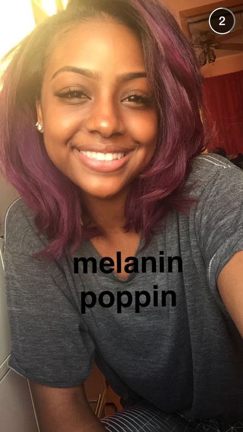 Plum Purple Hair Black Women, Bob With Color, Purple Hair Black Women, Shoulder Length Layered Bob, Plum Purple Hair, Shoulder Length Layered, Plum Hair, Summer Highlights, Justine Skye