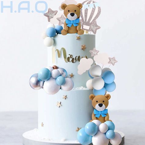 Teddy Bear Birthday Decorations, Baby Shower Kuchen, Teddy Bear Baby Shower Decorations, Teddy Bear Birthday Party, Bear Baby Shower Cake, Teddy Bear Cake, Baby Shower Cake Decorations, First Birthday Favors, Cloud Cake