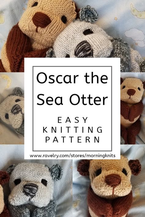 Easy knitting pattern Beginner Knit Animals, Otter Knitting Pattern, Flat Knitted Toys Free Patterns, Animal Knitting Patterns Free, Free Knitting Patterns Toys Easy, Knitted Animals Free Patterns Easy, Knitted Bear Pattern, Knit Toys Free Pattern Stuffed Animals, Free Beginner Knitting Patterns