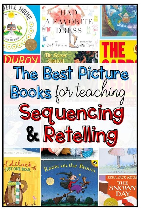 The best books for Teaching sequencing and retelling - Tejeda's Tots 2nd Grade Book Activities, Mentor Text For Retelling First Grade, Teaching Story Elements Kindergarten, Read Aloud Books For Kindergarten With Activities, First Grade Read Aloud, Teaching Sequencing, Sequencing Kindergarten, Sequencing Activities Kindergarten, Books For Kindergarten