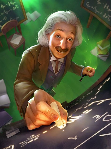 Albert Einstein Poster, Epic Heroes, Epic Hero, Science Fiction Illustration, Arte Robot, Perspective Art, Wow Art, Cartoon Character Design, Science Art