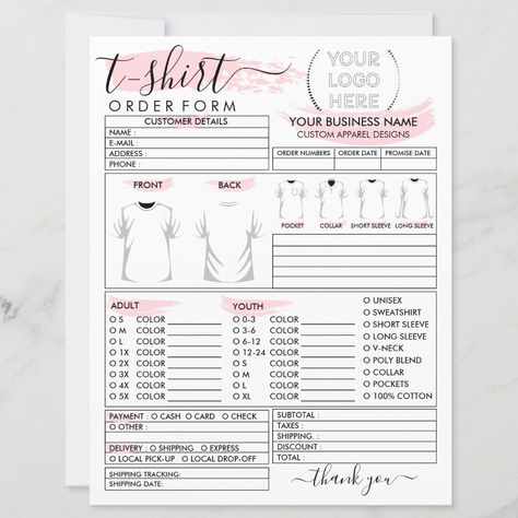 Cake Order Form, Hang Tags Clothing, Custom Clothing Design, Business Printables, Business Notes, Bakery Cake, Consent Forms, Best Bakery, Tshirt Business