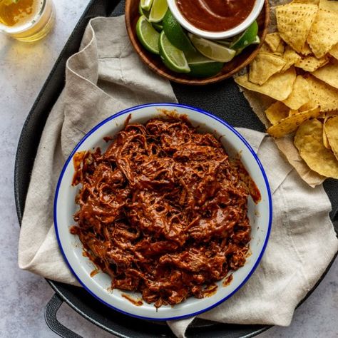 Mole-Braised Shredded Beef Beef Mole, Beef Mole Recipe, Mexican Mole, Mole Recipe, Chicken Mole, Canning Whole Tomatoes, Mole Sauce, Dried Peppers, Sunday Recipes