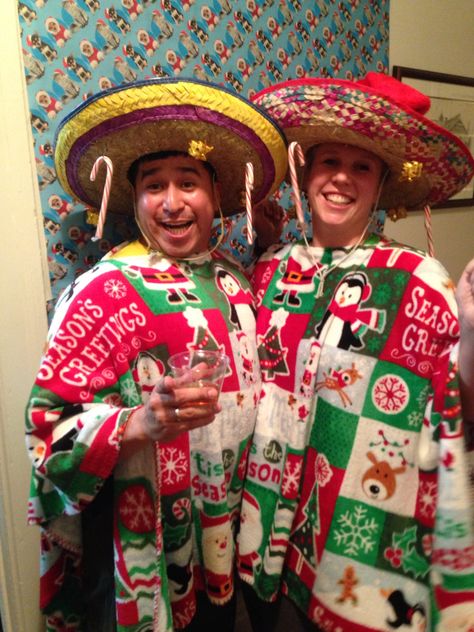 Ugly Christmas sweater Mexican style!! Ugly Christmas Sweater Diy Funny, Diy Christmas Outfit, Mexican Outfits, Christmas Fiesta, Tacky Christmas Party, Christmas Party Planning, Christmas Ideas For Boyfriend, Diy Ugly Christmas Sweater, Christmas Attire