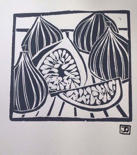 Figs - hand carved print. Jan Orton 2015 Fig Tattoo, Woodblock Printmaking, Hand Carved Stamps, Australian Flora, Linocut, Printmaking, Fig, Hand Carved, Wedding Decorations