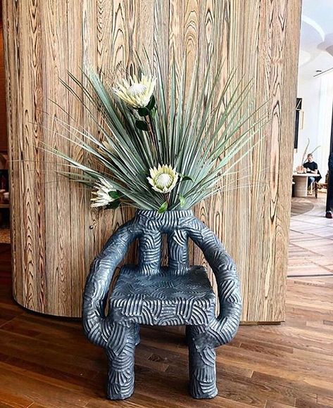 Patrick Parrish Gallery on Instagram: “Incredible custom silver terracotta plant chair by Chris Wolston for a new Kelly Wearstler project at Santa Monica Proper Hotel…” Chris Wolston, Santa Monica Proper Hotel, Kelly Wearstler Interiors, Proper Hotel, Silver Plant, Lobby Lounge, Santa Monica Beach, How To Dress A Bed, Property Design