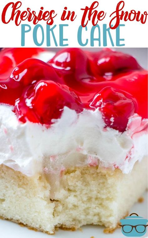 Pretty Pudding, Cake With Cherry, Cherries In The Snow, Pudding Poke Cake, Poke Cake Recipes, Cherry Desserts, Poke Cakes, Biscuits Recipe, Cherry Recipes