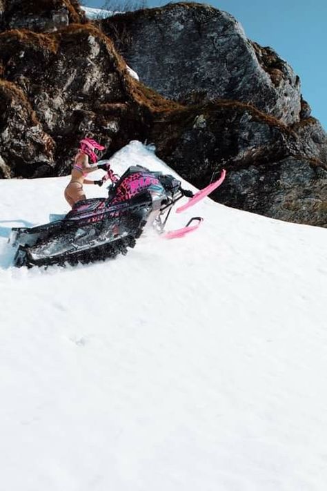 Snowmobile Photoshoot, Snowmobiling Girl, Skidoo Snowmobile, Snowmobile Girl, Dual Sport Helmet, Motorcycle Momma, Snowmobile Helmets, Snow Vehicles, Big Girl Toys