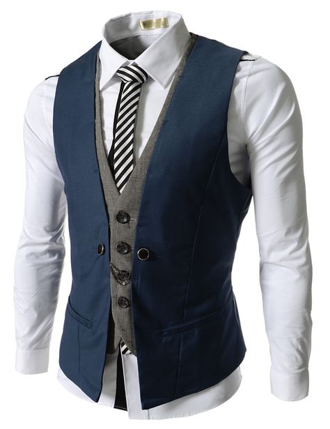 Blue Business Men Layered Vests Clothing Business Suit Vest, Waistcoat Fashion, Men Waistcoat, Layered Style, Slim Vest, Mens Fashion Business, Waist Coat, Sharp Dressed Man, Vest Fashion