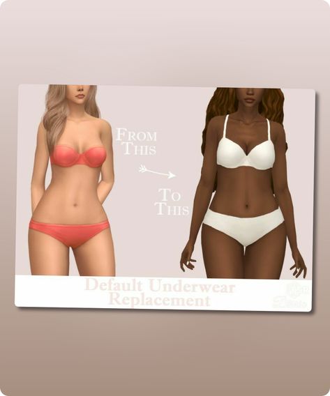 Sims 4 Default Replacement Underwear Top and Bottom (Bra / Panties) This is a Set with 2 Creations – Click here to show all Override for orange bra and panties which show when you take off top and bottom from your female sim 🙂 Now your sim will wear milk white lingerie instead orange shinyContinue reading "Default Replacement Underwear TOP And Bottom (BRA / Panties) By Dissia" #sims4 #female_clothing #sims #sims4cc #gaming #tops Sims 4 Cc Undergarment Replacement, Sims 4 Default Override, Sims 4 Cc Bra Accessory, Default Bra Replacement Sims 4, Sims 4 Cc Clothes Female Underware, Sims 4 Default Undies Replacement, Sims 4 Bra Override, Sims 4 Bra And Panty Default Replacement, Sims 4 Default Undies