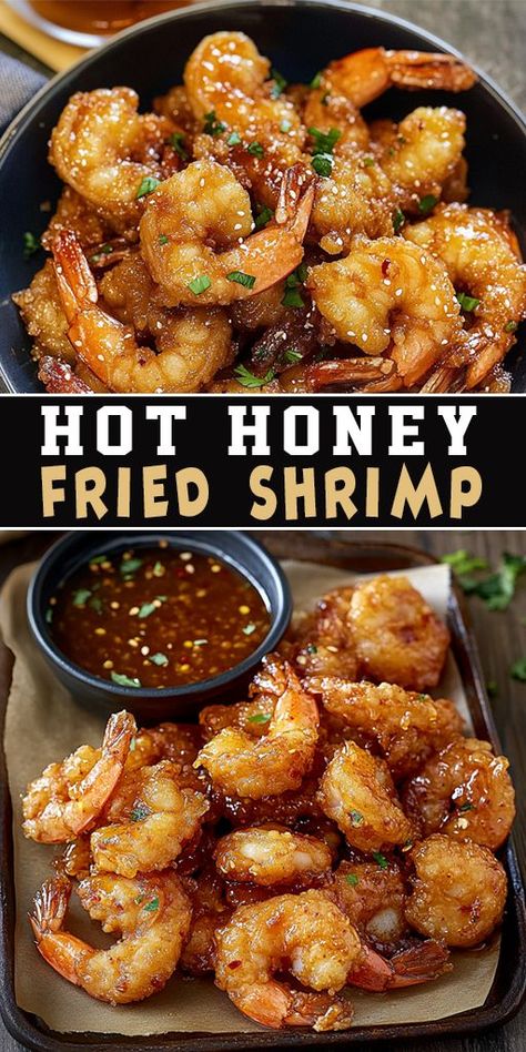 🌶️🔥 This Spicy & Sweet Hot Honey Fried Shrimp is the perfect blend of crispy, spicy, and sweet! Made with juicy shrimp coated in a hot honey glaze, it’s a guaranteed crowd-pleaser. Ready in just 20 minutes, this easy recipe will impress your guests! 🍤🍯 #HotHoneyShrimp #SeafoodLovers #EasyRecipe #ShrimpRecipe #SpicySweet #FriedShrimp #FoodieFaves Jalapeno Shrimp Recipes, Party Shrimp Recipe, Sesame Shrimp Recipes, Hot Honey Shrimp Recipes, Honey Fried Shrimp, Spicy Fried Shrimp, Hot Honey Shrimp, Best Shrimp Recipe, Steamed Shrimp Recipe