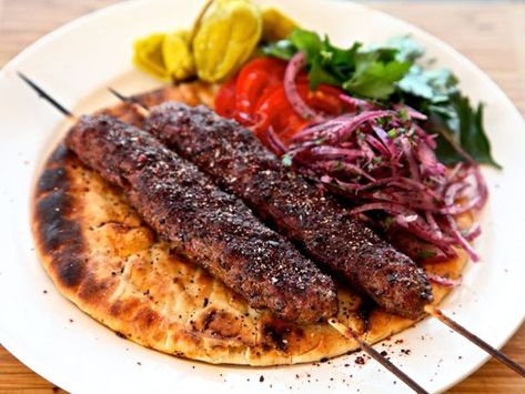 Adana Kebab, Sumac Onions, Ground Lamb Recipes, Lamb Kebabs, Kebab Skewers, Skewers Grill, Kebab Recipes, Food Lab, Ground Lamb