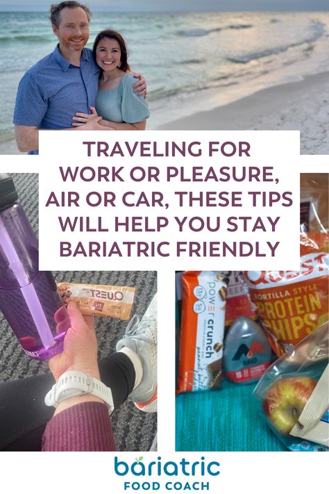 Are you a bariatric patient who loves to travel? Dreaming of a vacation but worried about how you'll manage to eat & stick to your gastric bypass or sleeve goals while away from home? You're not alone! Navigating travel after weight loss surgery can seem intimidating. Steph Wagner, a bariatric dietitian, is here to set you up with helpful strategies for packing the right food & snacks, maintain portion control, & more. With these bariatric travel tips, you can make your travel dream a reality! Bariatric Travel Snacks, Bariatric Travel Food, Ozempic Diet, Bariatric Meals, Traveling For Work, Bariatric Food, Cruise Food, Bariatric Friendly Recipes, Bariatric Diet