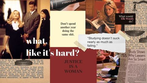 Law School Vision Board, Elle Woods Wallpaper, School Christmas Party Ideas, School Vision Board, Elle Woods Quotes, Meme School, Woods Wallpaper, Vision Board Collage, School Outfits For College