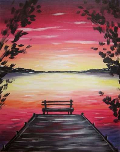 Dock Ideas Lakeside, Tree Painting Ideas, Muse Paintbar, Landscape Painting Ideas For Beginners, Easy Landscape Painting Ideas, Landscape Painting Ideas, Easy Landscape Painting, Dock Ideas, Simple Paint