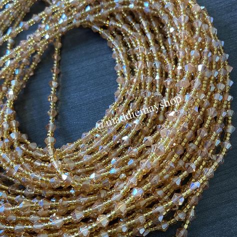 Crystal Waist Beads Design, Waist Beads Designs, Waist Beads With Crystals, Elegant Beaded Waist Beads As Gift, Adjustable Beaded Waist Beads For Festivals, Festival Gold Beads Waist Beads, Spiritual Hand-strung Waist Beads For Festivals, Multi-strand Beaded Waist Beads For Festival, Waist Beads African