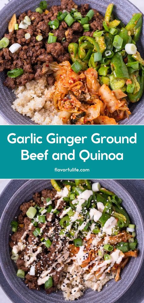 Ground Beef Quinoa Bowl, Quinoa And Ground Beef Recipes, Ground Beef And Quinoa Recipes, Ground Beef And Quinoa, Ground Beef Quinoa, Ground Beef Bowls, Beef Dinner Ideas, Easy Ground Beef Dinner, Quick Healthy Recipes