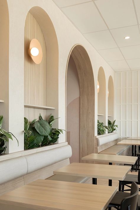 New construction Oeufrier Beauport Minimal Restaurant Interior Design, Dental Interior, Caffe Design, Event Entrance Design, Dance Studio Design, Restaurant Exterior Design, Wood Cafe, Restaurant Exterior, Cafe Art