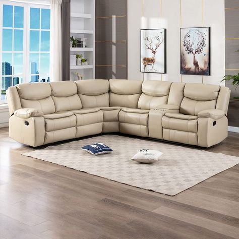 PRICES MAY VARY. Every day is a good day with this reclining sectional sofa sets; Pull tab reclining motion is one of life's simple pleasures; Stretch out and enjoy the ultimate relaxation station With supremely padded back, seat, and pillow-top arm cushions, this recliner gives you license to be lazy Two-layer seating with pocket spring offer more comfort and relaxation Install easy off-chair back and it's ready to enjoy Shipping and Return: This product is an oversized product, in some cases, Reclining Sofa Living Room, Reclining Sectional Sofa, Leather Reclining Sectional, Leather Sofa Living Room, Leather Sofa Set, Leather Reclining Sofa, Furniture Classic, Sofa Sets, Sofa Styling