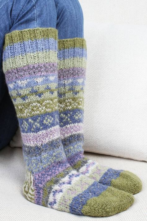 It's Sock Season! And this year they are seriously snuggly and stylish ... Keep your toes toasty this winter! A great alternative to slippers and perfect to wear with wellies on winter walks, these socks also make the perfect Chrstmas Stocking!Hand-knitted in Nepal under Fair Trade conditions, each pair of these 100% wool fairisle design socks are wonderfully colourful and cosy.One size only. Each pair varies slightly. Available in Greens, Pinks, Denim, Rust & Natural 100% Wool. Wash max 30 degr Fair Isle Socks, Cosy Socks, Crochet Poncho Free Pattern, Winter Walk, Wool Wash, Fair Isle Pattern, Long Socks, Crochet Poncho, Christmas Socks