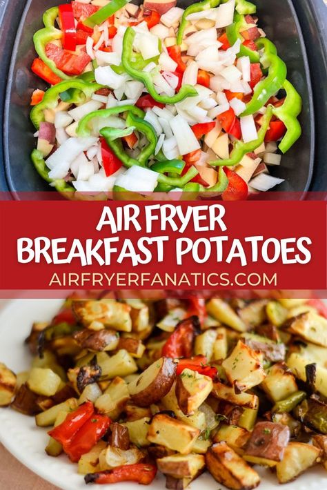 Potatoes With Peppers And Onions, Air Fryer Breakfast Potatoes, Rotisserie Recipes, Air Fryer Recipes Chips, Airfryer Breakfast, Air Fryer Recipes Low Carb, Air Fryer Breakfast, Air Fryer Recipes Breakfast, Air Fryer Recipes Vegetarian