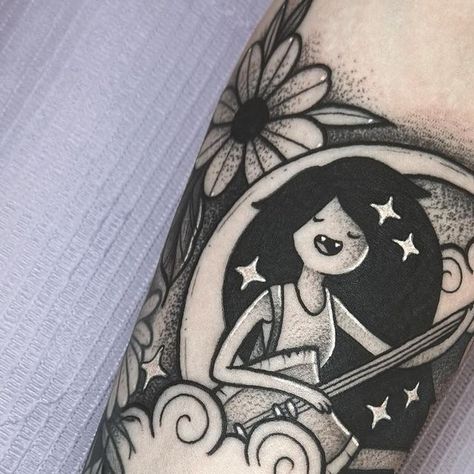 Heartland Ink LLC on Instagram: "Marceline 💗 #marceline #adventuretime #adventuretimetattoo #marcelinetattoo #cartoon #cartoontattoo #tattooshop #tattooartist #blackworktattoo" Adventure Time Marceline Tattoo, Marceline Tattoo Ideas, Marceline Tattoo, Adventure Time Tattoo, Marceline The Vampire Queen, Adventure Time Marceline, Vampire Queen, Sick Tattoo, Cartoon Tattoos