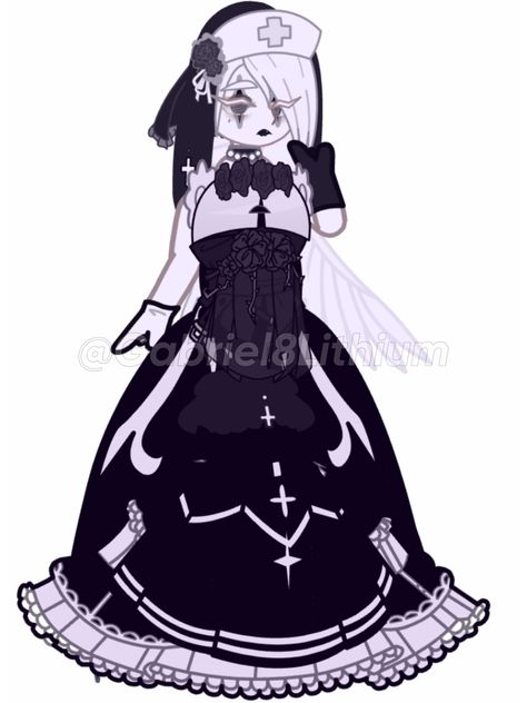 Nun Dress Drawing, Nun Gacha Club, Goth Outfits Gacha Club, Gacha Scientist Outfit, Rainbow Goth Outfit, Gacha Club Black Dress, Gacha Goth Outfits, Goth Gacha Oc, Gacha Club Outfit Dress