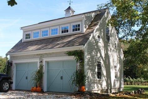 Prefab Garage With Apartment, Loft Garage, Detached Garage Designs, Blue Garage, Prefab Garages, Carriage House Garage, Garage Guest House, Garage Addition, Building A Garage