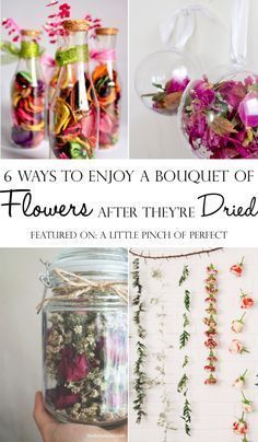 6 Ways to Enjoy a Bouquet of Flowers After They're Dried: Easy DIY ideas to preserve flowers after they have been enjoyed in a vase (No flower pressing needed) Diy Frühling, Dried Flowers Diy, Magia Das Ervas, Wine Bottle Diy Crafts, A Bouquet Of Flowers, Wine Bottle Diy, Mason Jar Crafts Diy, Pressed Flower Art, Wine Bottle Crafts