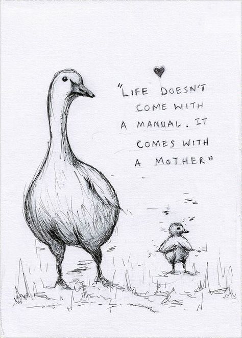 Mama Duck Tattoo, Mom Duck And Ducklings Tattoo, Watercolor Geese, Mama Duck And Ducklings Tattoo, Motherhood Drawing, Mom And Baby Animals Drawing, Mama Duck And Ducklings Drawing, Love Birds Drawing, Goose Drawing