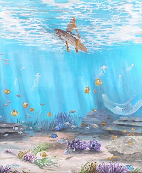 Painting.  Under the Sea. Seacreatures Underwater Painting, Ocean Bottom Painting, Guache Ocean Painting, Sea Floor Painting, Bottom Of The Sea Drawing, Under The Sea Painting Ideas, Under Water Painting Ideas, Under Water Painting Acrylic, Under The Sea Watercolor Painting