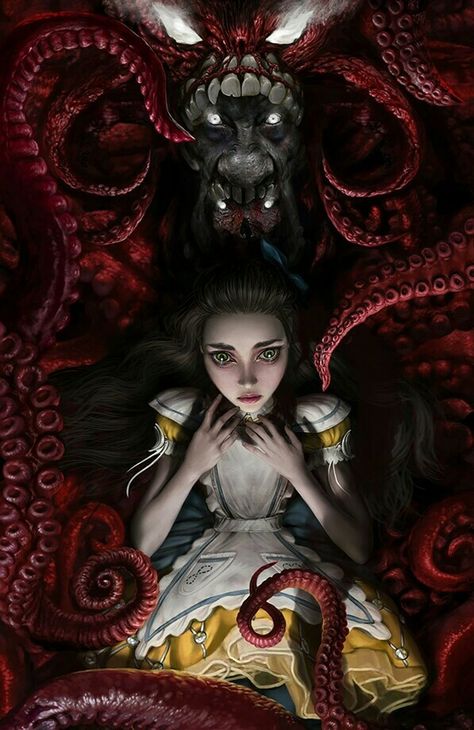 Alice and the Heart Queen - Alice Asylum Alice Asylum, Off With Her Head, Evil Alice, American Mcgee, American Mcgee’s Alice, Arte Zombie, Dark Alice In Wonderland, Alice In Wonderland Artwork, Wonderland Artwork