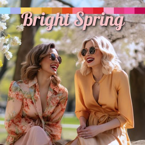 Bright Spring Color Palette & Full Guide: All You Need to Know Fall Outfits For Bright Spring, Bright Spring Fall Wardrobe, Bright Spring Soft Classic, Bright Spring Office Wardrobe, Bright Spring Color Palette Neutrals, Bright Spring Eye Makeup, Bright Spring Blonde Hair, Bright Spring Makeup Palette, Bright Spring Palette Outfits