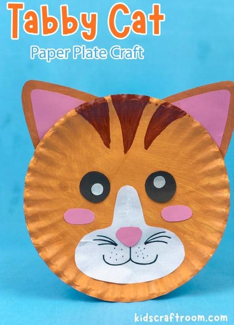 Meow! This Paper Plate Cat craft is so cute and the purr-fect way for kids to get creative and have fun! We've made a ginger tabby. What colour will you paint your kitty? #kidscraftroom #paperplatecrafts #paperplatecat #catcrafts #preschoolcrafts Cat Crafts Kids, Paper Plate Cat, Paper Plates Crafts, Cat Crafts Preschool, Ginger Cat Art, Paper Plate Art, January Crafts, Insect Crafts, Kids Craft Room