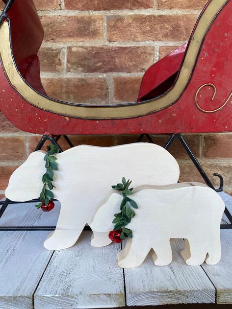 Polar Bear Decoration, Christmas Mantel Decor, Mama and Baby Bear, Farmhouse Christmas Decor, Gift for Animal Lover, Winter White Bear, - Etsy Christmas Mantel Decor, Polar Bear Ornaments, Baby Polar Bears, Door Crafts, Farmhouse Ornaments, Wooden Snowman, Mama And Baby, Green Garland, Christmas Mantel