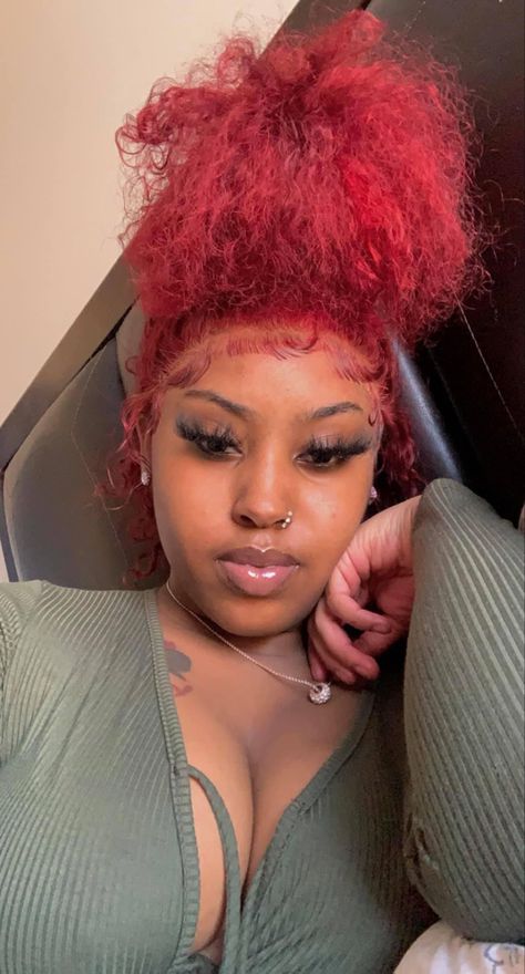 Hair Dyed Red, Natural Hair Dyed, Red Tint Hair, Red Hair Natural, Hair Dyed, Red Hair Inspo, Red Curly Hair, Dyed Red Hair, Faux Locs Hairstyles