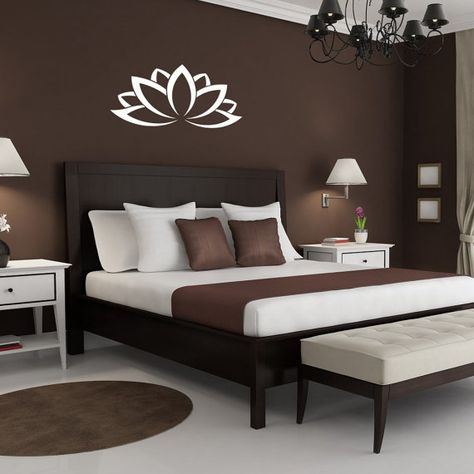 Wall Vinyl Decal Lotus Flower Art Design Murals Interior Decor Sticker Removable Room Window SV1996 More Flower Art Design, Grey Accent Wall, Lotus Flower Art, Dark Bedroom, Room Window, Grey Home Decor, Brown Bedroom, Accent Wall Bedroom, Brown Walls