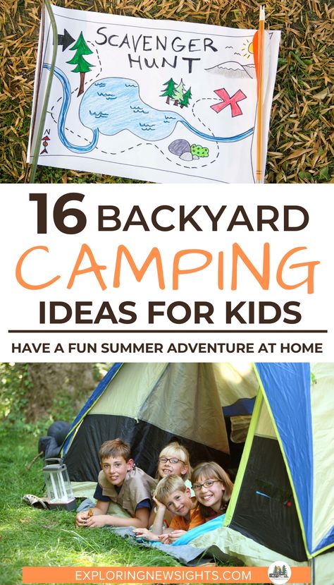 Backyard Camping Ideas for kids that they will love. You can have fun this summer by having an adventure at home. Whether it's a backyard Camping birthday party for kids or a fun kids diy camping adventure. Play these Diy kids camping games, roast hot dogs, eat smore's and even enjoy an outdoor movie and popcorn! #backyardcamping #backyardcampingideasforkids #scavengerhunt #backyardgames #campingathome Backyard Camping Ideas For Kids, Camping Ideas For Kids, Backyard Camping Birthday Party, Backyard Camping Ideas, Yard Camping, Backyard Campout, Kids Camping, Camping Birthday Party, Backyard Camping