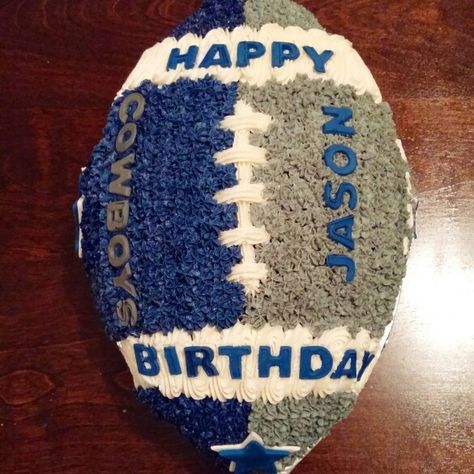 Dallas Cowboys Football Cake                                                                                                                                                                                 More Cowboys Football Cake, Dallas Cowboys Birthday Party, Dallas Cowboys Cake, Birthday Cake Boys, Dallas Cowboys Birthday, Cowboy Cakes, Cowboy Birthday Party, Sport Cakes, Football Birthday Party