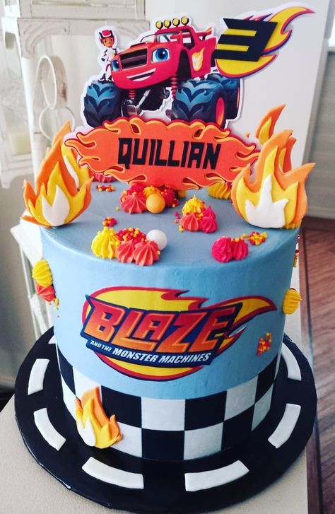 Blue Monster Truck Cake, Blaze Monster Truck Cake, Blaze Cake, Blaze Birthday Cake, Blaze Cakes, Blaze Birthday, Monster Truck Cake, Truck Cake, Truck Cakes