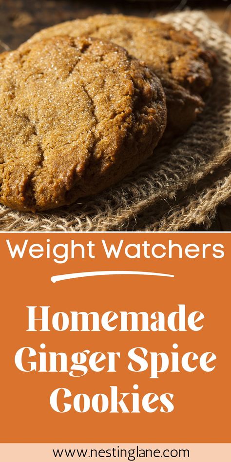 Weight Watchers Ginger Spice Cookies Recipe. A quick and easy classic Christmas cookie, holiday treat, or Fall dessert. Ginger Cookies Healthy, Ww Christmas Cookies, Sugar Free Ginger Cookies, Healthy Ginger Cookies, Weight Watchers Cookies Recipes, Ww Biscuits, Ginger Spice Cookie Recipe, Healthy Ginger Snaps, Weight Watchers Cookies