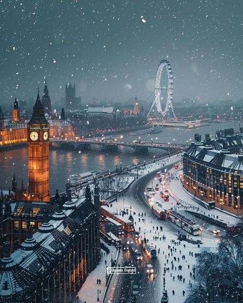 Winter In Britain, London Life Aesthetic Winter, Winter Wonderland Aesthetic London, Winter London Aesthetic, London Aesthetic Winter, London Winter Aesthetic, Winter City Aesthetic, London Christmas Aesthetic, Snowy London