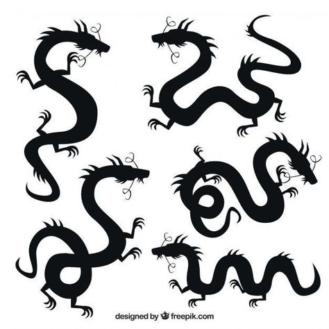 Chinese Dragon Silhouette, Dragon Tattoo Full Back, Dragon Stencil, Inked Magazine Tattoos, Go Kart Designs, Black Dragon Tattoo, Logo Dragon, Jagua Henna, Japanese Art Samurai