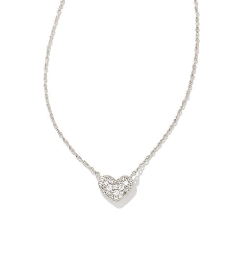 Pave Heart Necklace, Icon Jewelry, Crystal Heart Earrings, Crystal Heart Necklace, Pave Necklace, Kendra Scott Necklace, Gold Heart Necklace, White Crystal, Crystal Heart