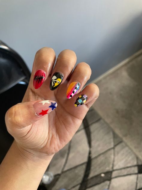 5sos Inspired Nails, Album Cover Nails, 5sos Nails, Witchy Nails, Fire Nails, Nail Inspiration, Pretty Acrylic Nails, Nails Inspo, Louis Tomlinson