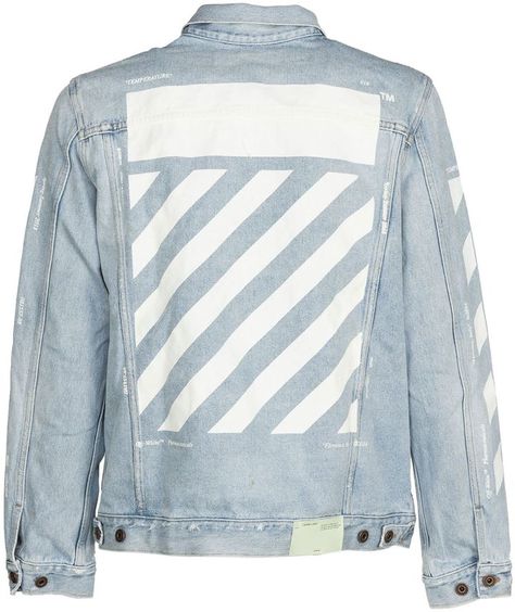 Off-white Printed Denim Jacket White Denim Jacket Mens, Off White Denim Jacket, Off White Denim, Leather Sleeve Jacket, Mens Fashion Suits Casual, Off White Jacket, White Jeans Men, Black Men Fashion Swag, Denim Jacket Fashion