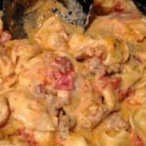 Crock Pot Sausage & Cheese Tortellini - Yummy Recipes Sausage Cheese Tortellini, Crock Pot Sausage, Sausage Crockpot, Sausage Tortellini, Tortellini Recipes, Weekday Dinner, Slow Cooker Desserts, Hot Italian Sausage, Cheese Tortellini