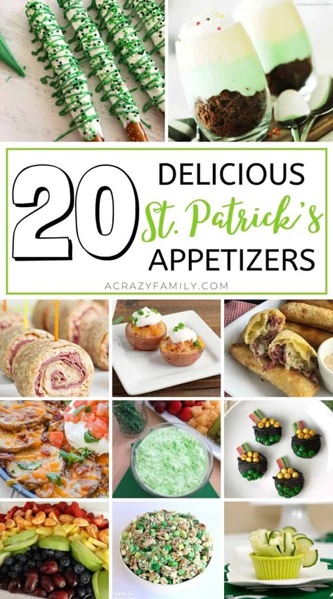 Celebrate St.Patrick's Day with these fun. easy and delicious 20 St. Patrick’s Day appetizers to kickstart the party. #stpatricksday #stpatricksdayrecipes #stpatricksdayappetizers St Patricks Appetizers, St Patrick Party Food, Irish Appetizers, St Patrick's Day Appetizers, St Patricks Food, St Patrick Day Snacks, St Patrick Day Treats, Hot Appetizers, St Patricks Day Food