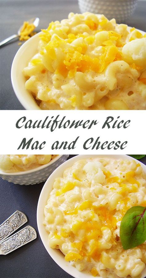 Cauliflower Rice Mac and Cheese: Cauliflower packed Mac & Cheese ! Cauliflower Rice Mac And Cheese, Mac And Cheese Cauliflower, Recipes Mac And Cheese, Cheese Cauliflower, Cauliflower Mac And Cheese, Cauliflower Rice Recipes, Rice Recipes For Dinner, Mac Cheese, Mac N Cheese Recipe